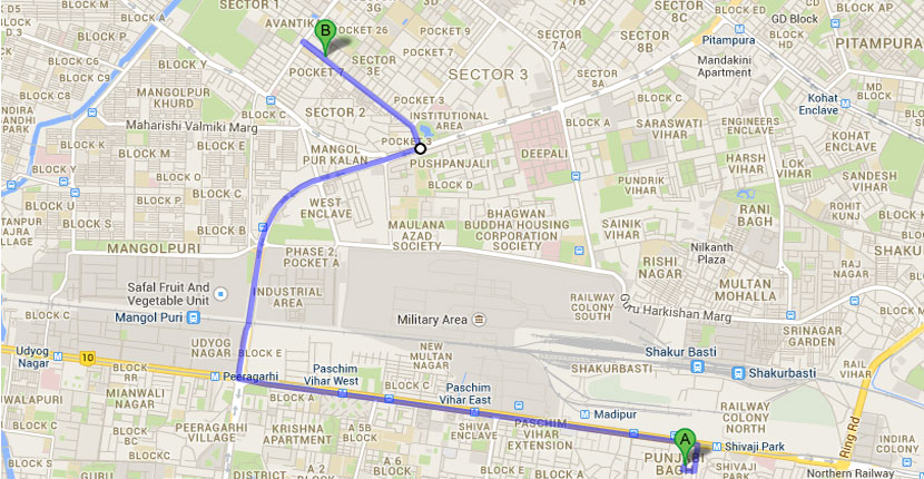 Punjabi Bagh to UROGYN (8 kms) 